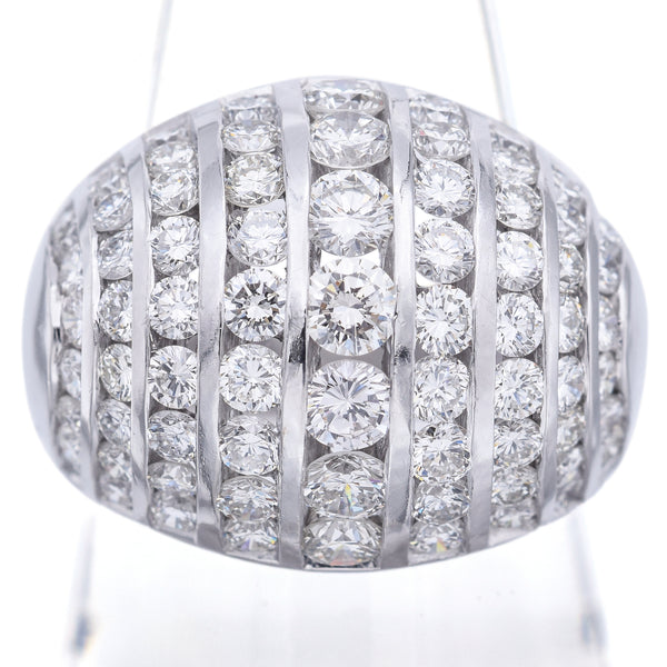 Estate 14K White Gold 4.01 TCW Diamond Dome Ring Size 9