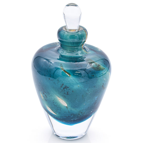 Mdina Sea Blue Malta Green Art Glass Perfume Bottle Decanter Hand Crafted