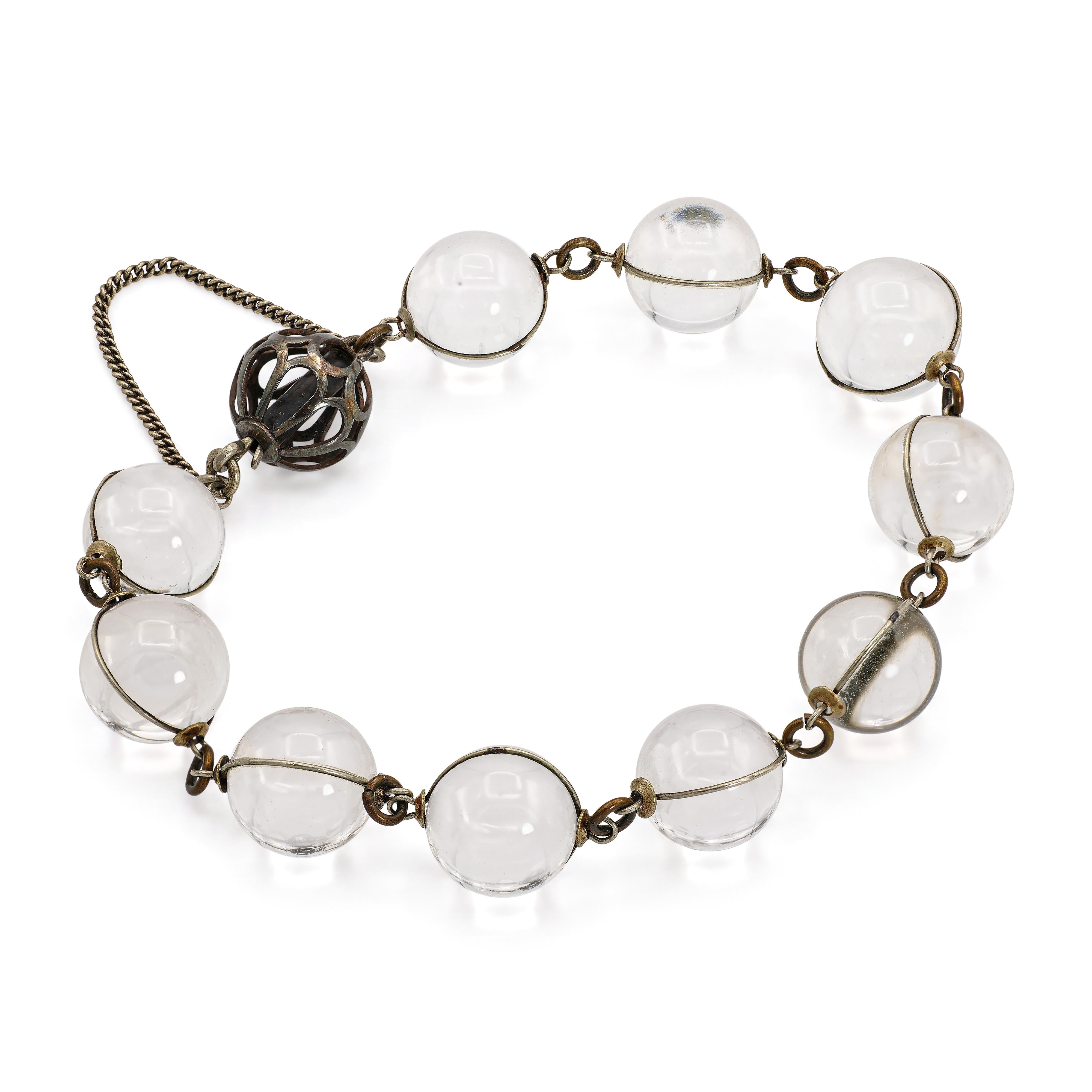 Antique Pools of Light Rock Crystal Ball Beaded Bracelet