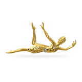 Vintage 18k Yellow Gold and Platinum Tyche Goddess Brooch