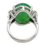 Vintage 14k White Gold 12.09ct Apple Green Jadeite Jade and Diamond Ring