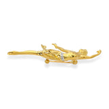 Vintage 18k Yellow Gold and Platinum Tyche Goddess Brooch