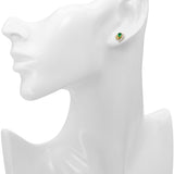 14k Yellow Gold Emerald and Diamond Sculptural Stud Earrings