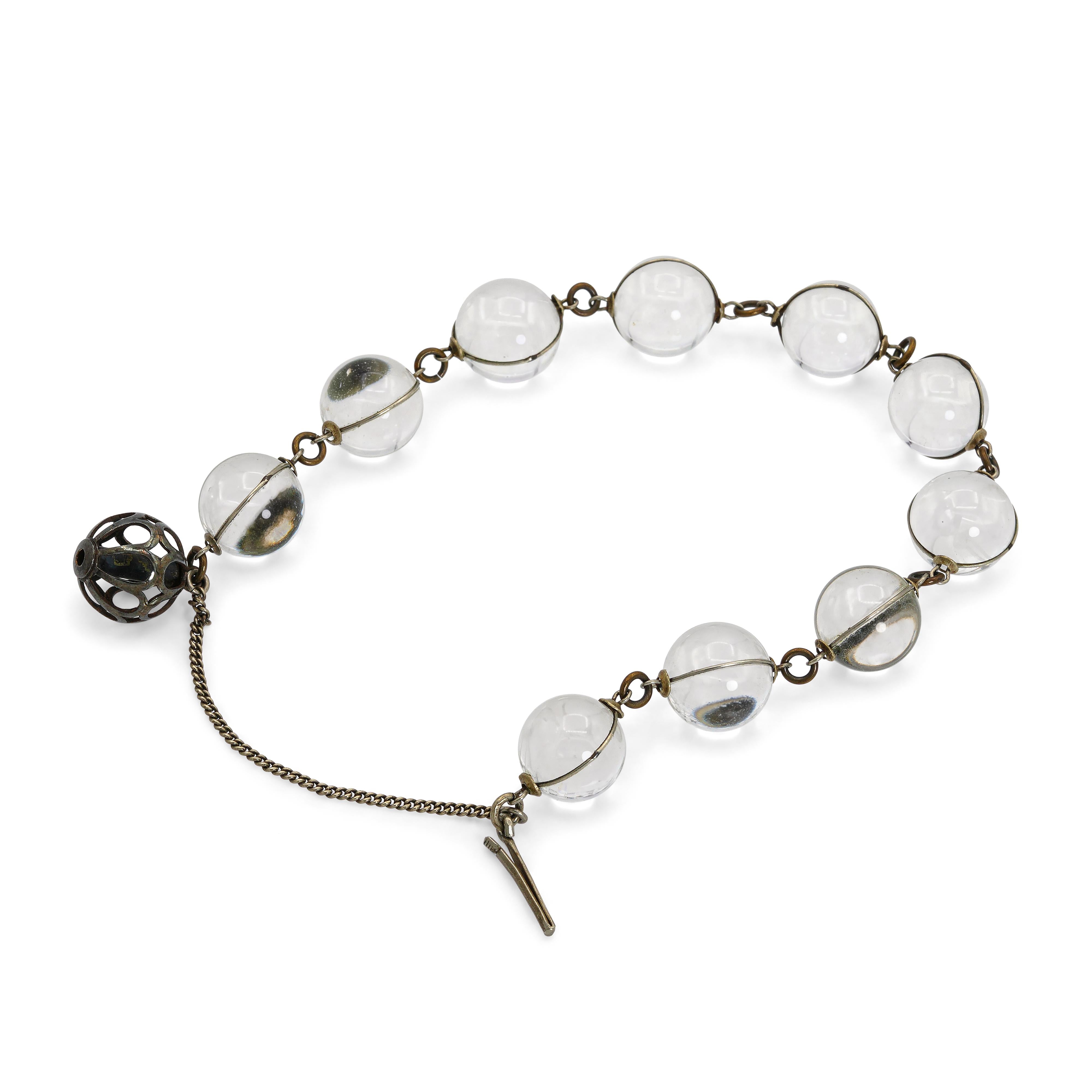 Antique Pools of Light Rock Crystal Ball Beaded Bracelet