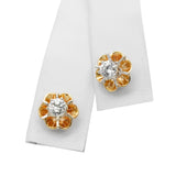 Vintage 12k Yellow Gold Floral .42ctw Diamond Stud Earrings