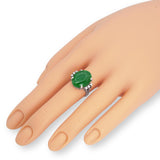 Vintage 14k White Gold 12.09ct Apple Green Jadeite Jade and Diamond Ring