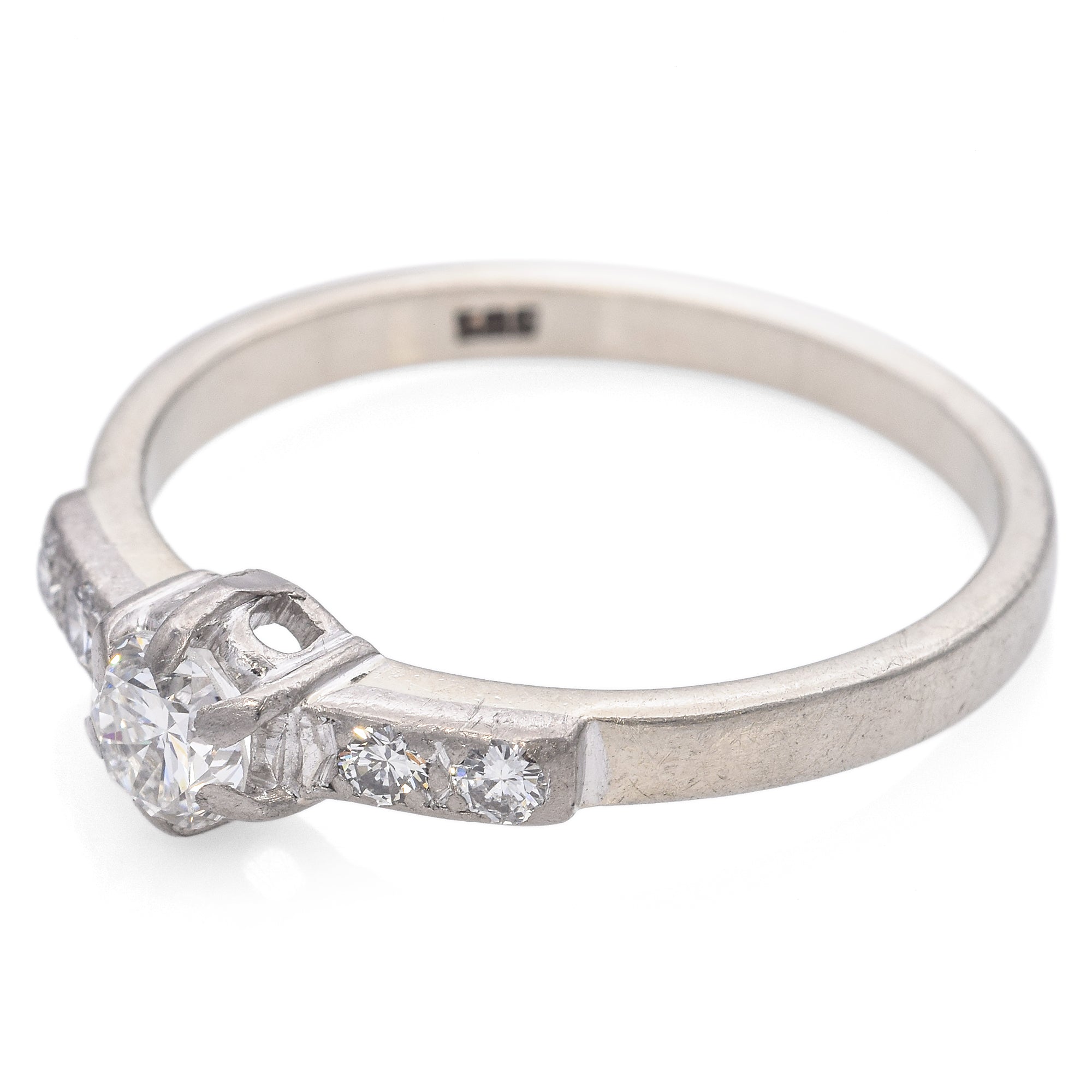 Vintage 14K White Gold 0.48 TCW Diamond Engagement Ring