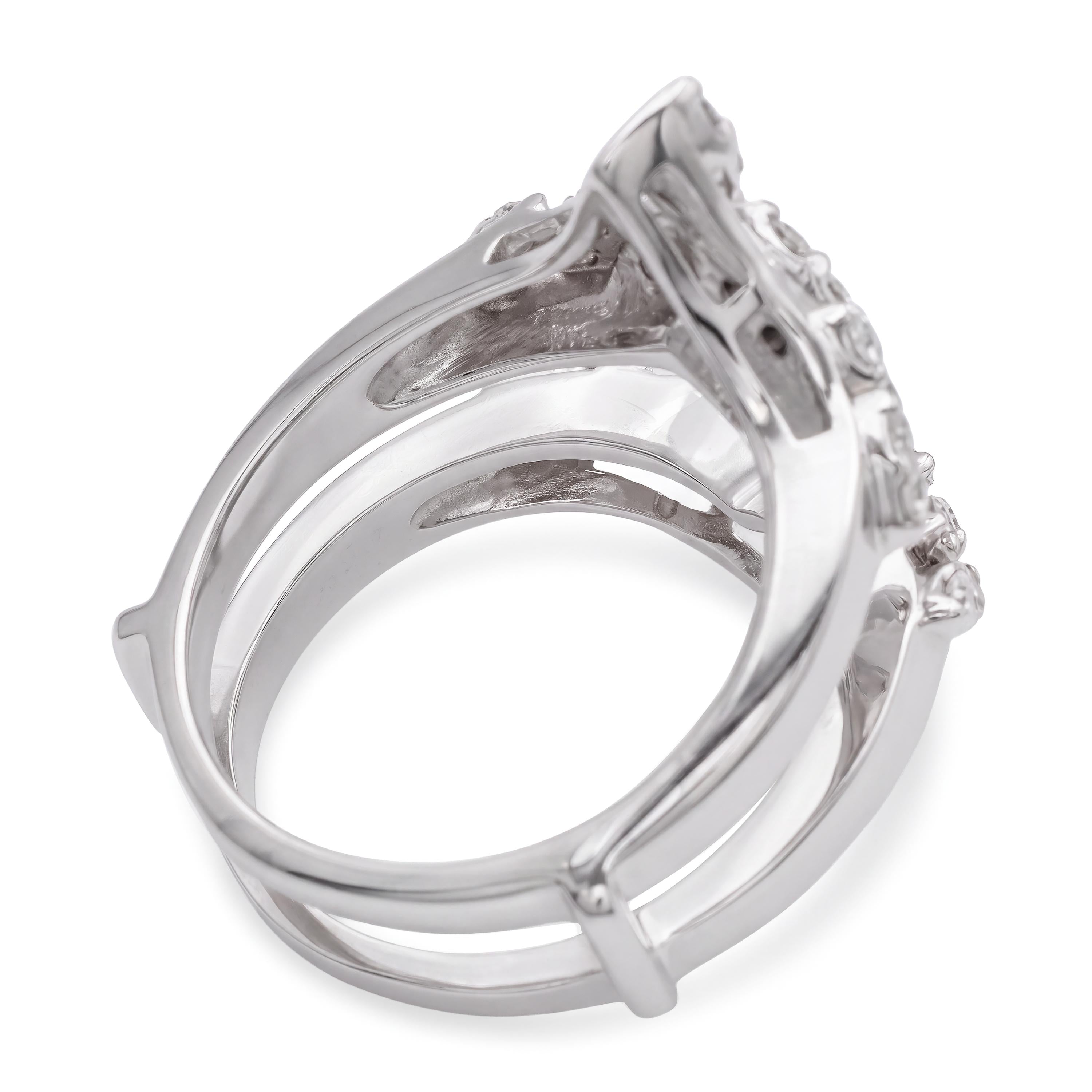 Vintage 14k White Gold Single Cut Diamond Ring Jacket