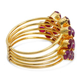 Vintage 19k Yellow Gold 1.33tcw Ruby Connected Stack Ring
