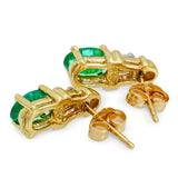 Vintage 14k Yellow Gold Emerald and Diamond Baguette Stud Earrings