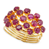 Vintage 19k Yellow Gold 1.33tcw Ruby Connected Stack Ring