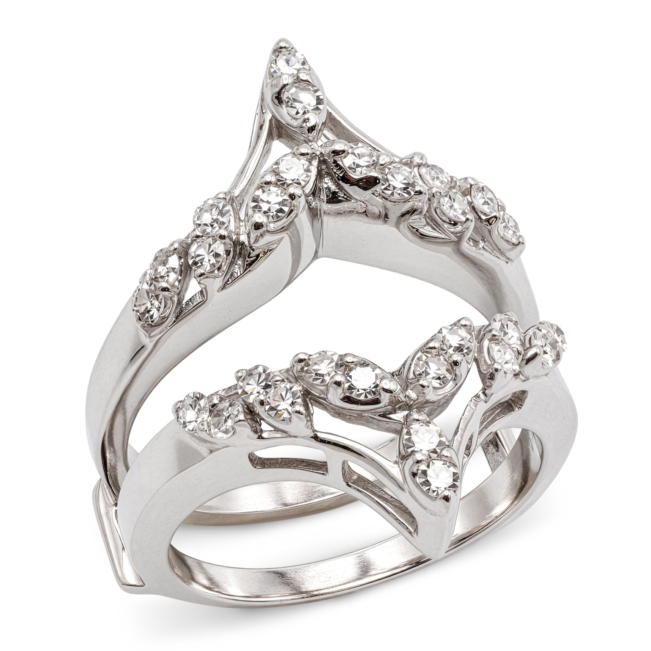 Vintage 14k White Gold Single Cut Diamond Ring Jacket