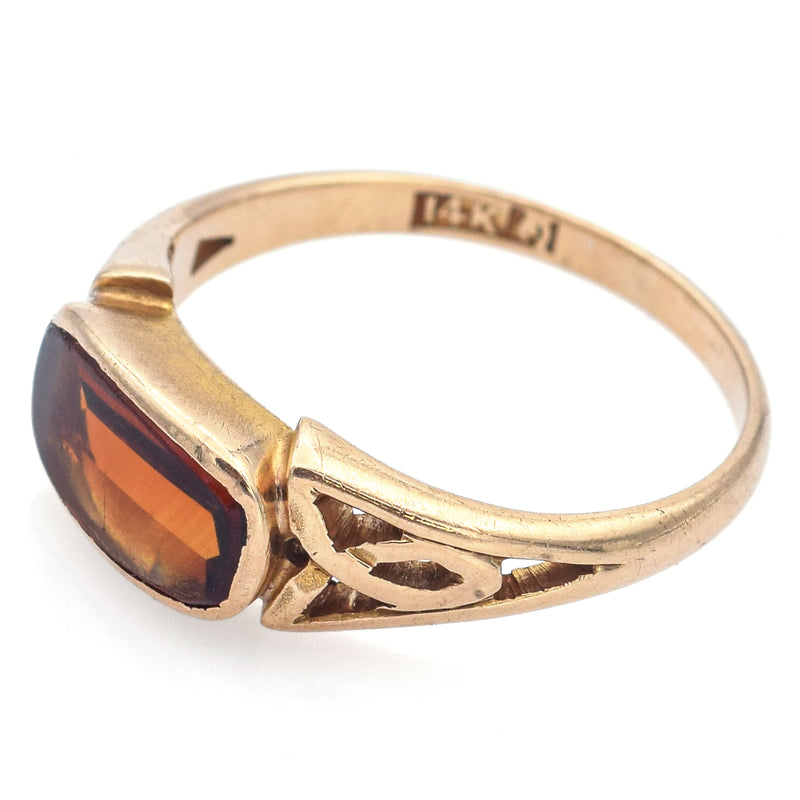 Vintage 14K Yellow Gold Citrine Band Ring Size 5