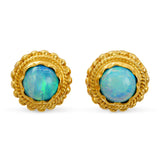 Vintage High Karat Yellow Gold Australian Opal East Asian Earrings