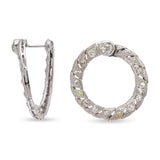 Vintage White Gold Topped Platinum and Old Euro Cut Diamond Spiral Hoop Earrings