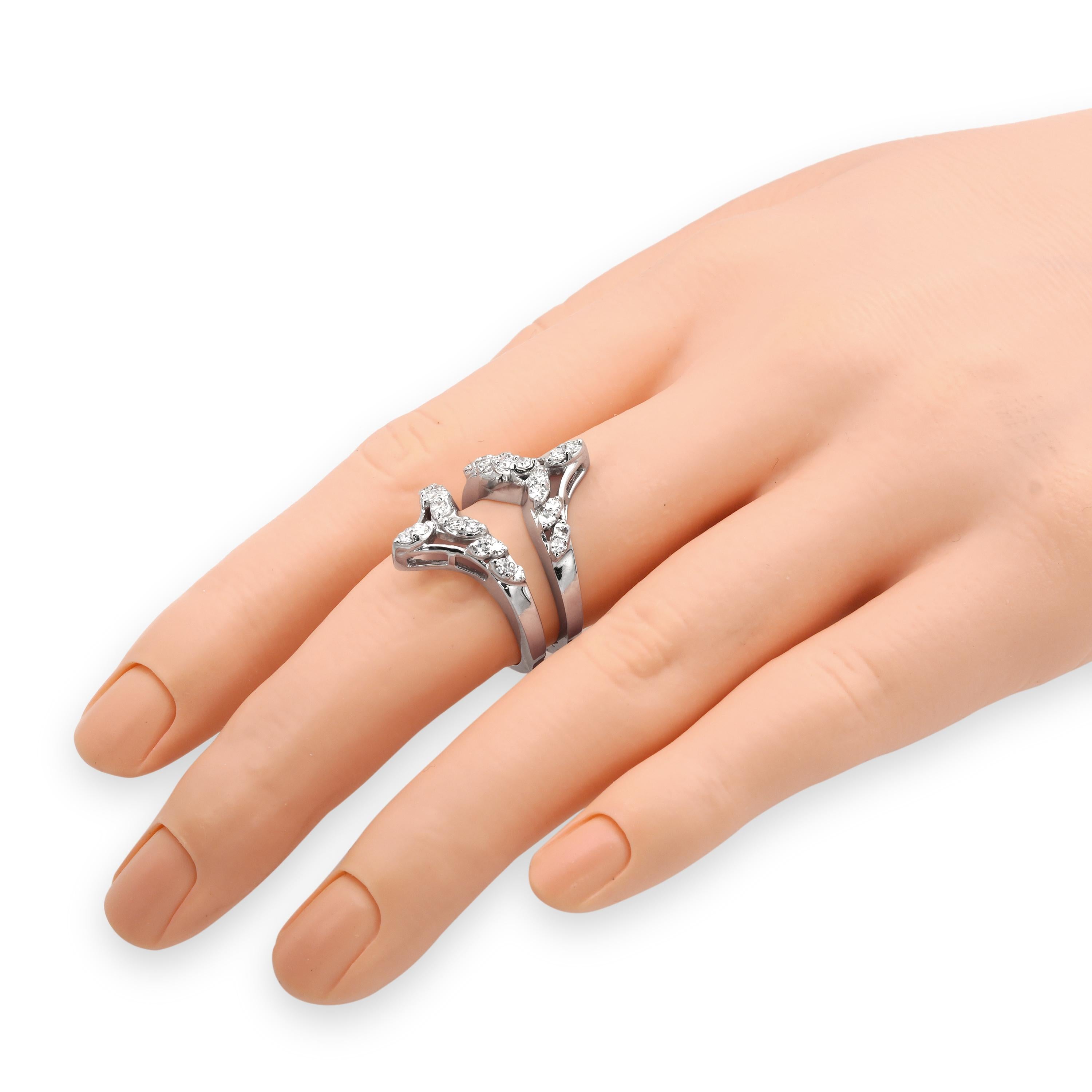 Vintage 14k White Gold Single Cut Diamond Ring Jacket