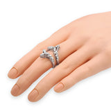 Vintage 14k White Gold Single Cut Diamond Ring Jacket