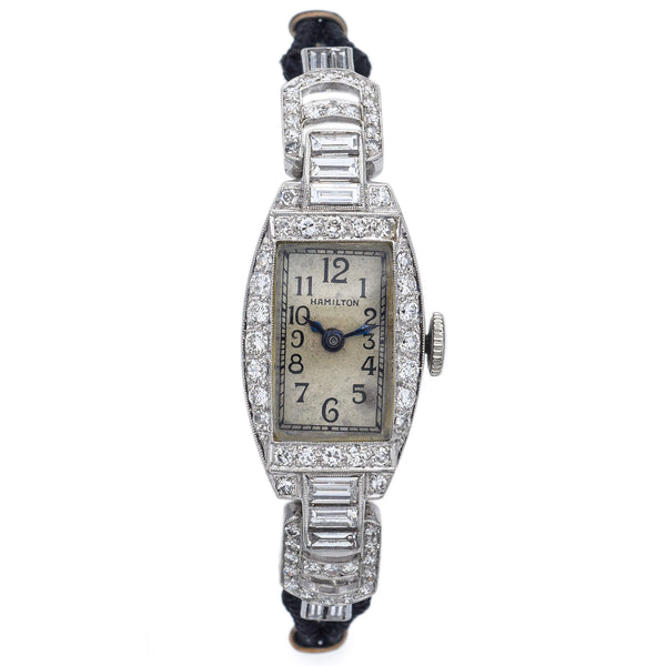Antique Hamilton Platinum 1.70 TCW Diamond Cal 995A Women's Hand Wind Watch