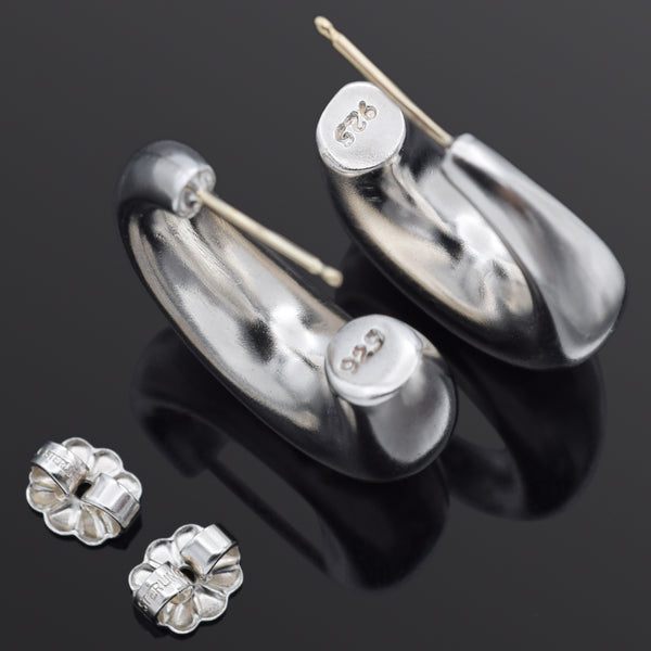 Tiffany & Co. Sterling Silver & 14K Gold Post Elsa Peretti Semi-Hoop Earrings