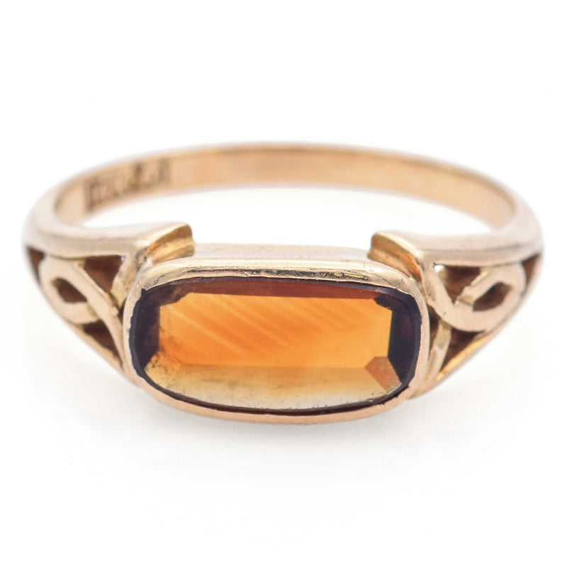 Vintage 14K Yellow Gold Citrine Band Ring Size 5