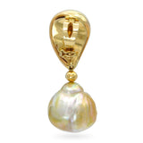 Vintage 18k Yellow Gold 16mm Baroque Pearl Pendant