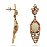 Vintage 14k Yellow Gold Openwork 1.20tcw Opal Dangle Earrings