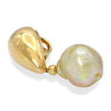 Vintage 18k Yellow Gold 16mm Baroque Pearl Pendant