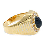 Vintage 18k Yellow Gold Diamond and Cabochon Sapphire Ring
