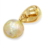 Vintage 18k Yellow Gold 16mm Baroque Pearl Pendant