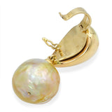 Vintage 18k Yellow Gold 16mm Baroque Pearl Pendant