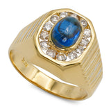 Vintage 18k Yellow Gold Diamond and Cabochon Sapphire Ring