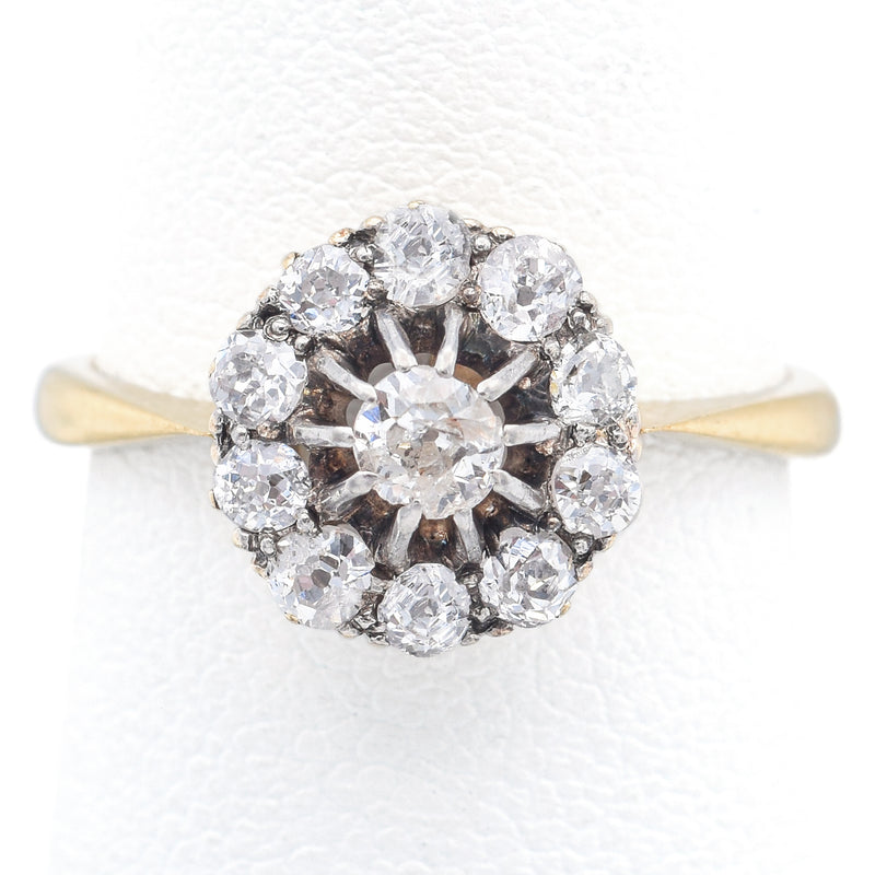 Antique 18K Yellow Gold 0.68 TCW Old Mine Cut Diamond Band Ring Size 6.5
