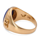 Vintage 1940 10k Yellow Gold Lapis Lazuli and Inlay H. Initial Ring