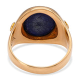 Vintage 1940 10k Yellow Gold Lapis Lazuli and Inlay H. Initial Ring