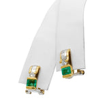 Vintage Two Tone 16k Gold Emerald and Diamond Earring and Pendant Set