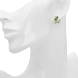 Vintage Two Tone 16k Gold Emerald and Diamond Earring and Pendant Set