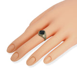 Antique 10k Yellow Gold Bloodstone Engraved Motif Signet Ring