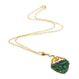 Antique 18k Riveted Yellow Gold Pearl and Jadeite Jade Carving Pendant