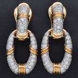 Vintage 14K Yellow Gold 3.84 TCW Diamond Omega Back Dangle Earrings