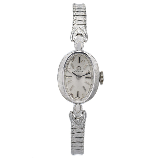 Vintage Omega 14K White Gold Filled Women's Hand Wind Watch Ref. 484
