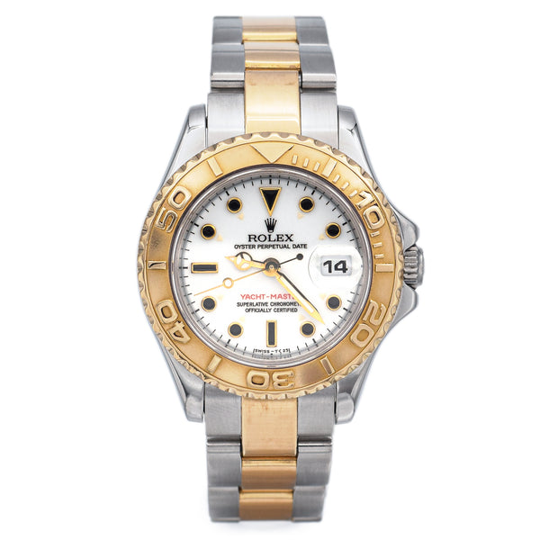 Rolex Yacht-Master White Dial 18K Gold/Steel Women's Watch 29 mm Ref. 69623