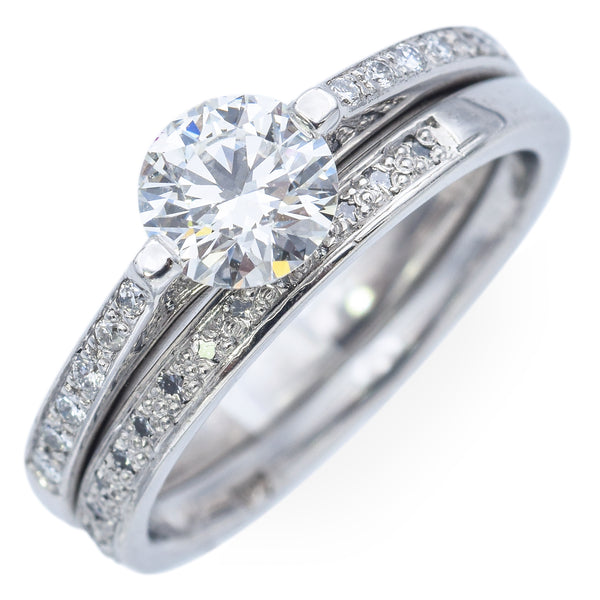 Platinum .60ct I VS Diamond Wedding Band Ring Set Size 4.25