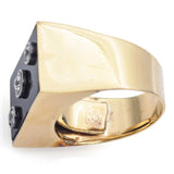 Antique 14K Yellow Gold Black Onyx & Old Euro Diamond Rectangle Signet Ring