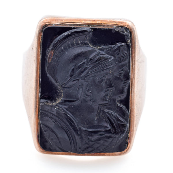 Antique Onyx 14K Yellow Gold Intaglio Ring Size 6