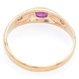 Vintage 9K Yellow Gold Ruby & Diamond Band Ring Size 6