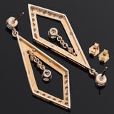 Vintage 14K Yellow Gold 2.12 TCW Diamond Marquise Dangle Earrings