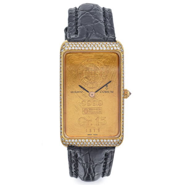 Corum 15Gr Union Bank of Switzerland 999.9 Gold Bar Diamond 18K Gold Men's Watch