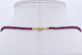 Vintage 14K Yellow Gold Ruby & Diamond Pendant Beaded Necklace