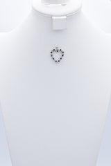 Vintage 14K White Gold Sapphire & 0.85 TCW Diamond Open Heart Pendant
