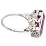 Vintage 14K White Gold Ruby, Onyx & Diamond Spinner Ring Size 8.5